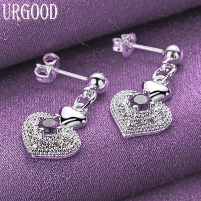 925 Sterling Silber AAA Zirkon Herz-förmigen Piercing Ohrringe Modische Hochzeit Schmuck