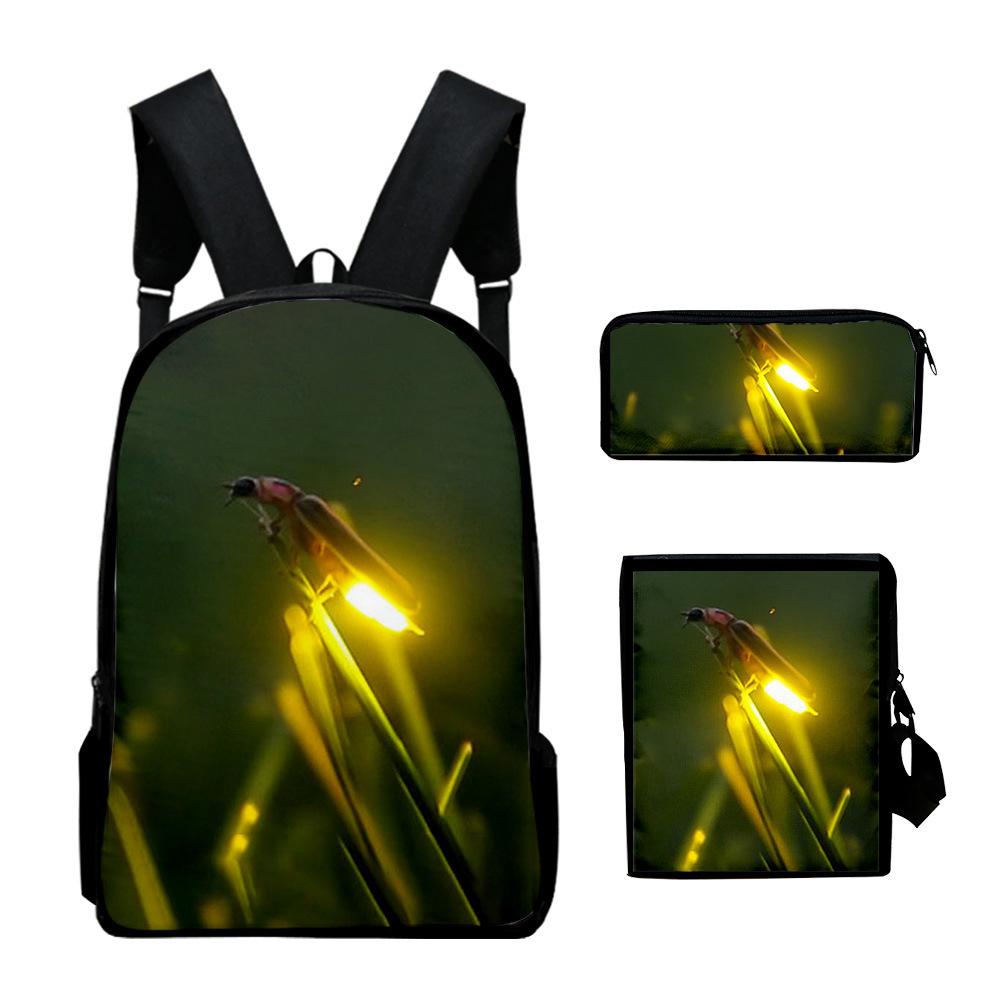 Classic Popular Classic Fireflies 3D Print 3pcs/Set pupil School Bags Laptop Daypack Backpack Inclined shoulder bag Pencil Case