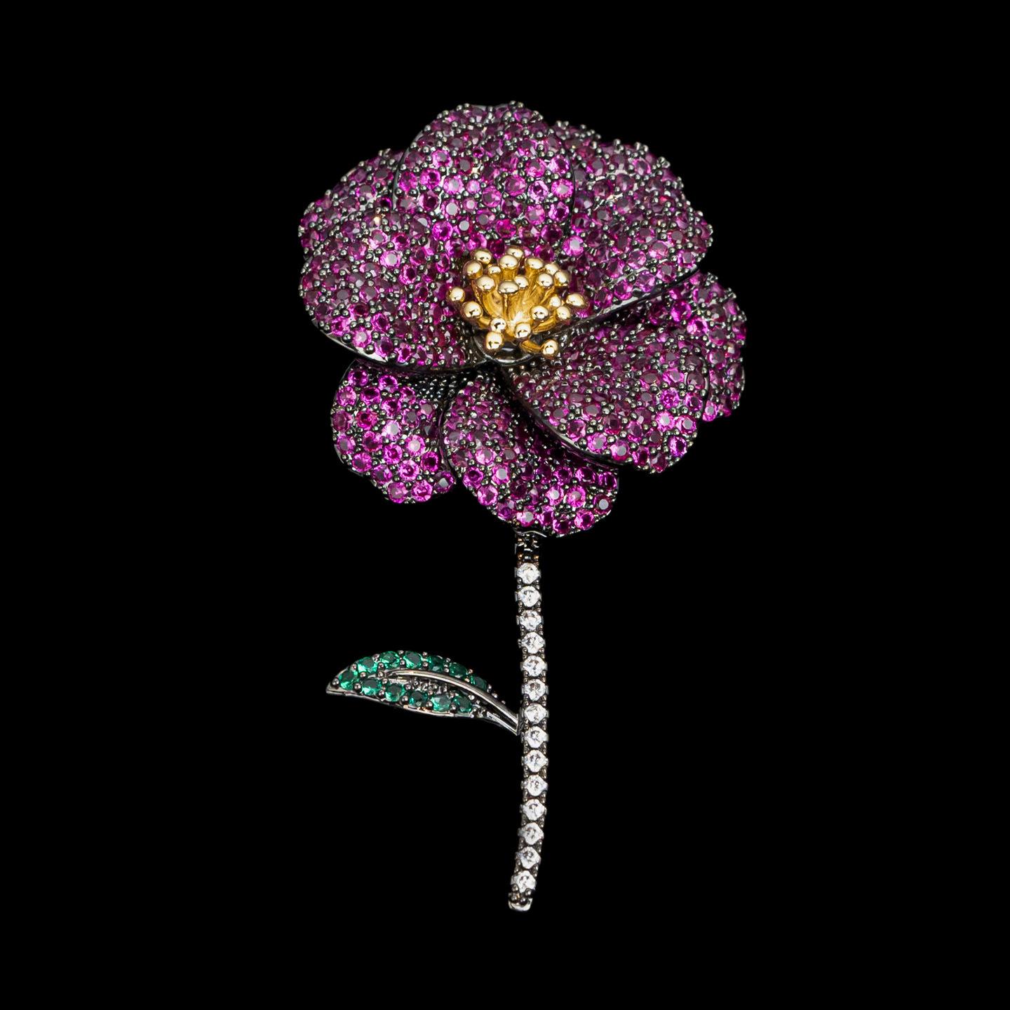 

Thousand Tribe Silver Vintage Camellia Brooch for Windbreaker Coats