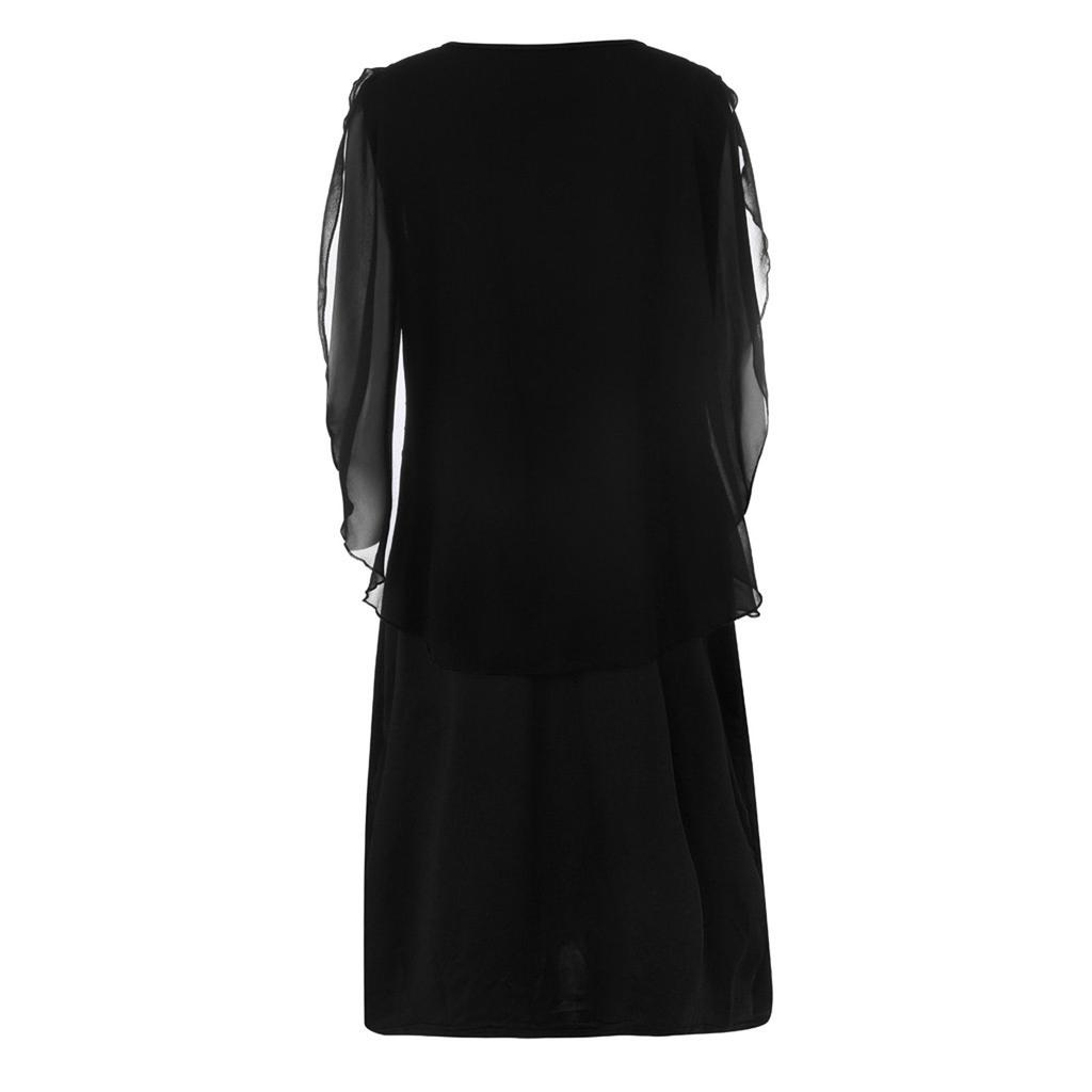 Mote Dame Casual Chiffon Pluss Størrelse Ensfarget Ermeløs Løs Kjole