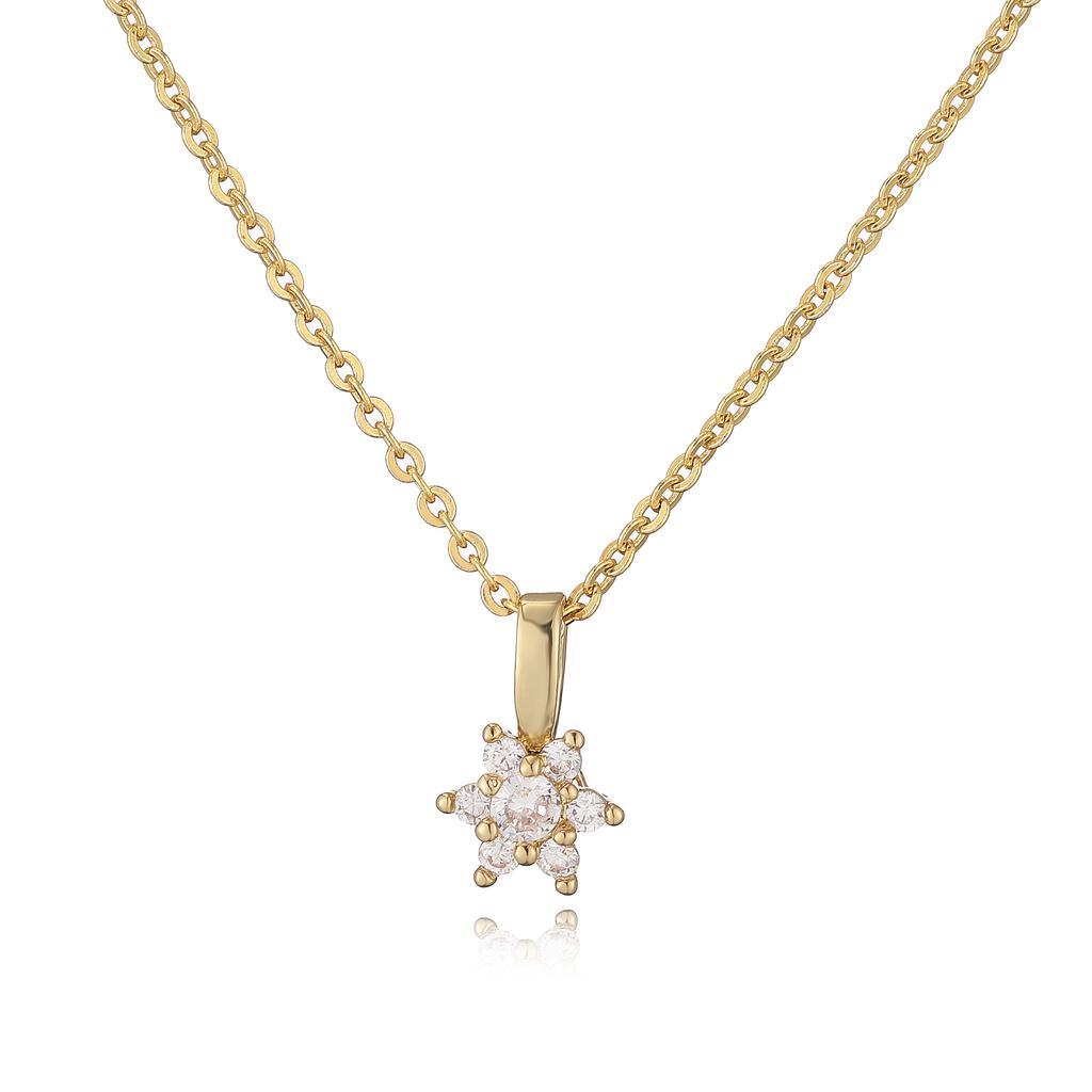 Exquisite Simple Zircon Flower Pendant Necklace Sweet Romantic Jewelry For Women