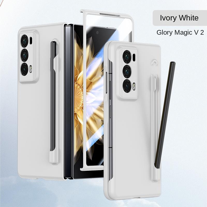 

Чехол для Huawei Honor Magic V2, матовый противоударный жесткий пластиковый чехол с ручкой для Huawei Honor Magic V2 For Honor Magic V2&Case with Glass белый