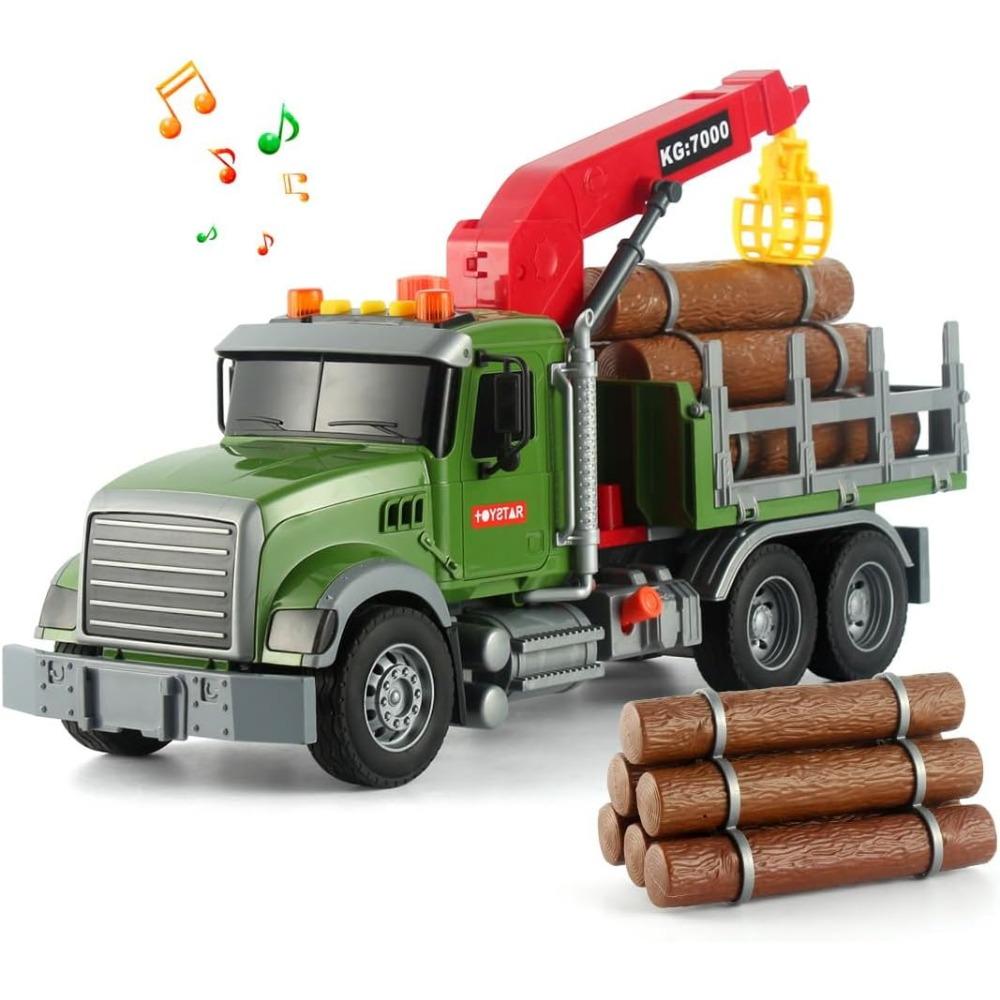 Log Truck Kids Toys Timber Transport Truck Logging Truck Toddler Toy with Lights & Sounds Construction Truck Birthday Gifts Boys