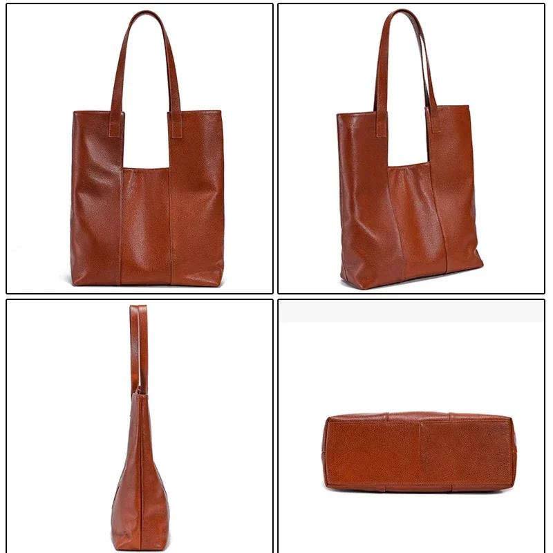 Women Cow Genuine Leather Shoulder Bags Female Cowhide Commuter Large Capacity Handbag Ladies Designer Luxury Crossbody Tote Bag