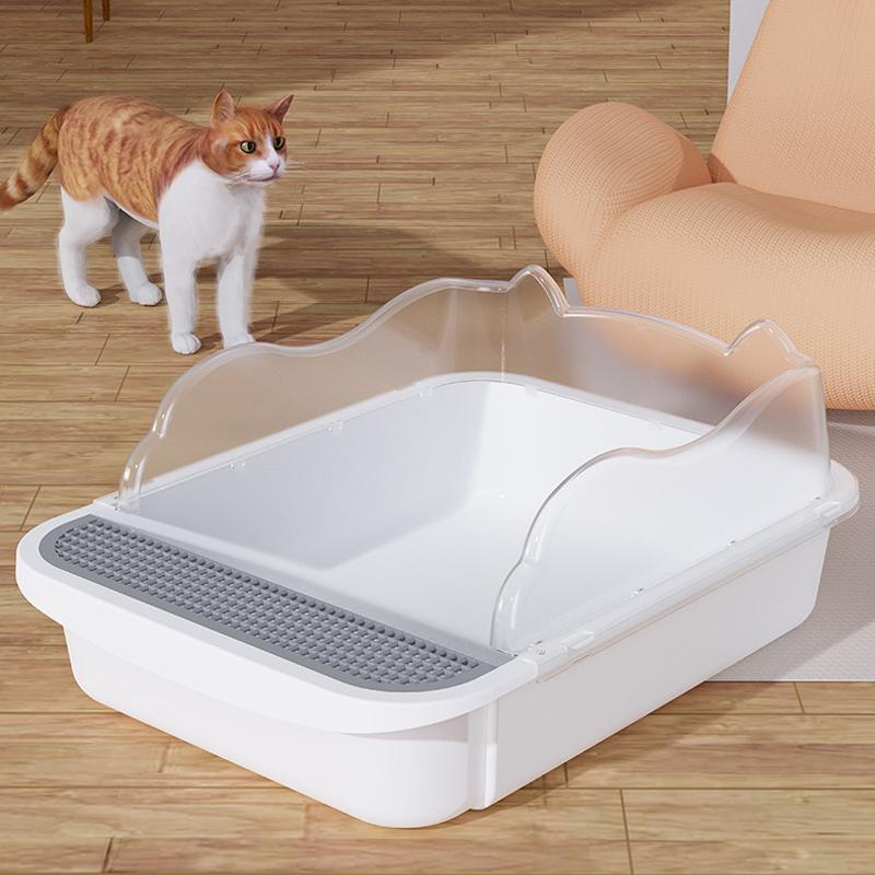 For  Capacity Semi-Enclosed Cat Litter Box Pet Toilet Splash-Proof Design Lightweight And Sturdy Pet Sandbox With Sc