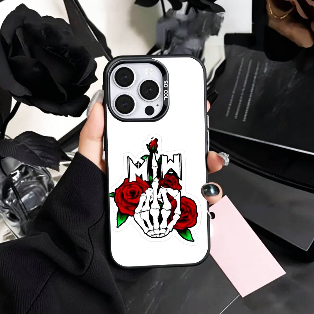 

COOL M-Motionless In W-White Phone Case For iPhone17,16,15,14,13,12,11 Plus,Pro Max Colored Silver Plated Inside Cover iPhone11PROMAX