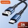 3A A-C Fast Charge Cable, Braided Extended Strain Relief Data Line for Mobile Phones