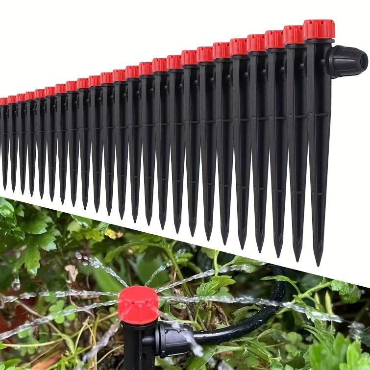 50pcs Adjustable 360° Drip Emitters with Stakes for 1/4 Inch Irrigation Tubing Garden Lawn Potted Plants Watering System