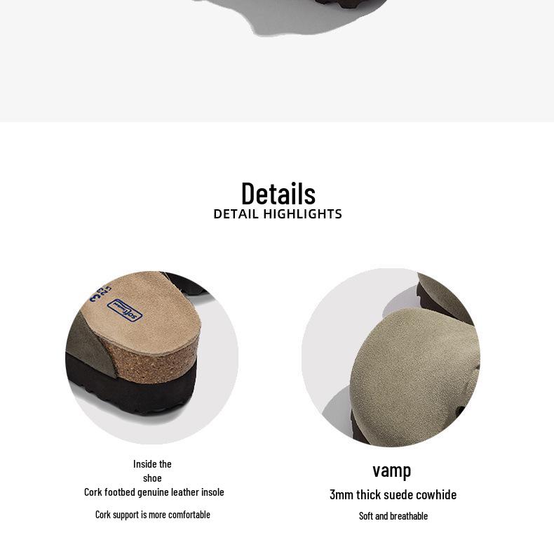 Sangpo Women's 5CM Thick Sole Leather Slip-On with Cork Arch Support, Retro Design, Height Boosting