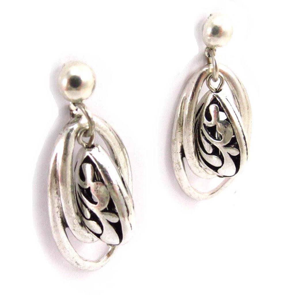 Les Trésors De Lily [J6820] - Silver 'Cunegonde' Designer Earrings