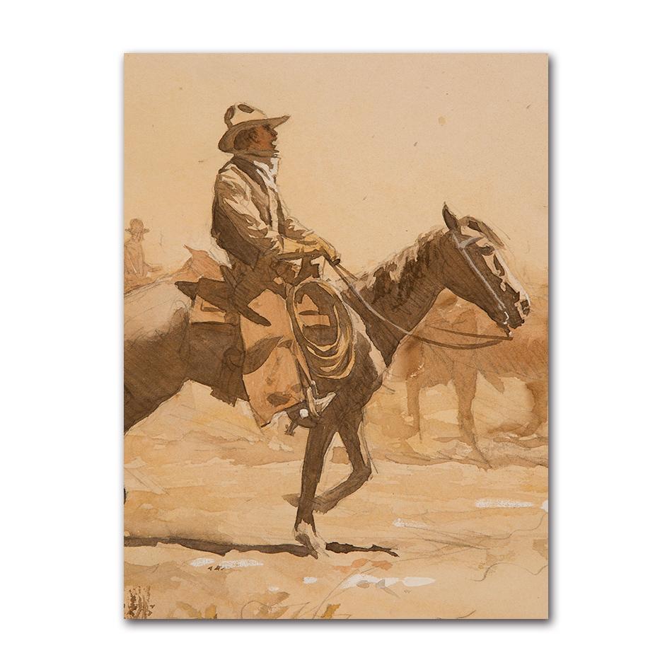 Vintage Old West Antique Horse Riders Cowboys Western Hills Art Posters Canvas Painting Wall Prints Pictures for Room Home Decor