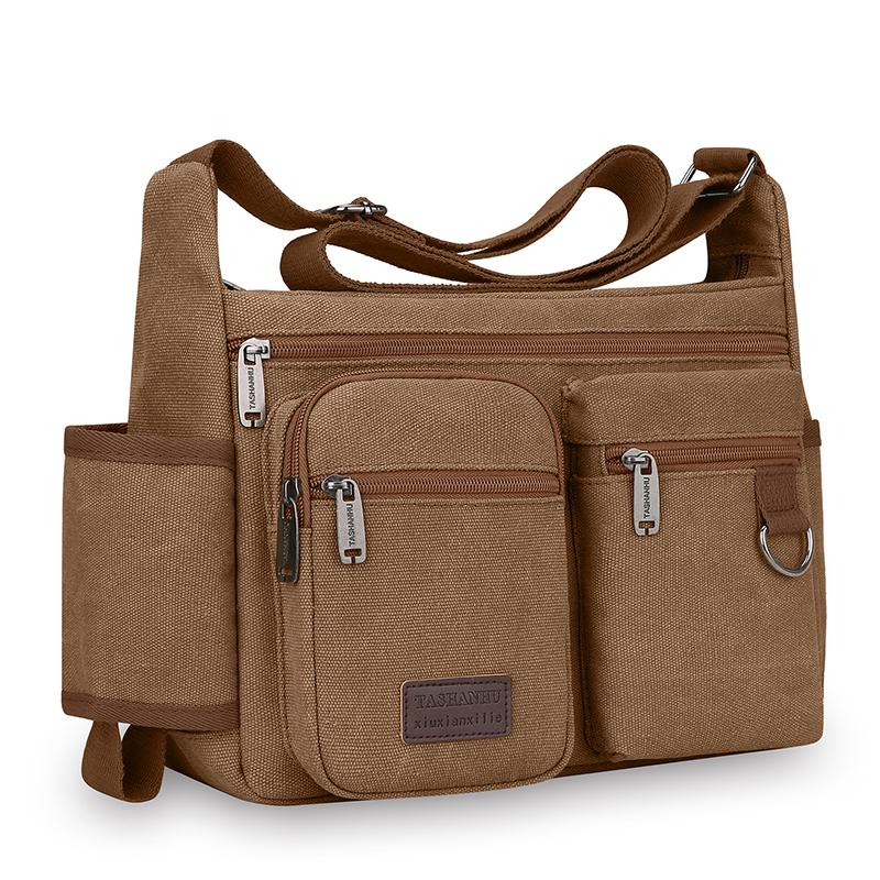 

Мужские холщовые сумки на плечо, повседневная сумка-тоут, дорожная мужская сумка через плечо, роскошные сумки-мессенджеры, модная сумка высокого качества коричневый