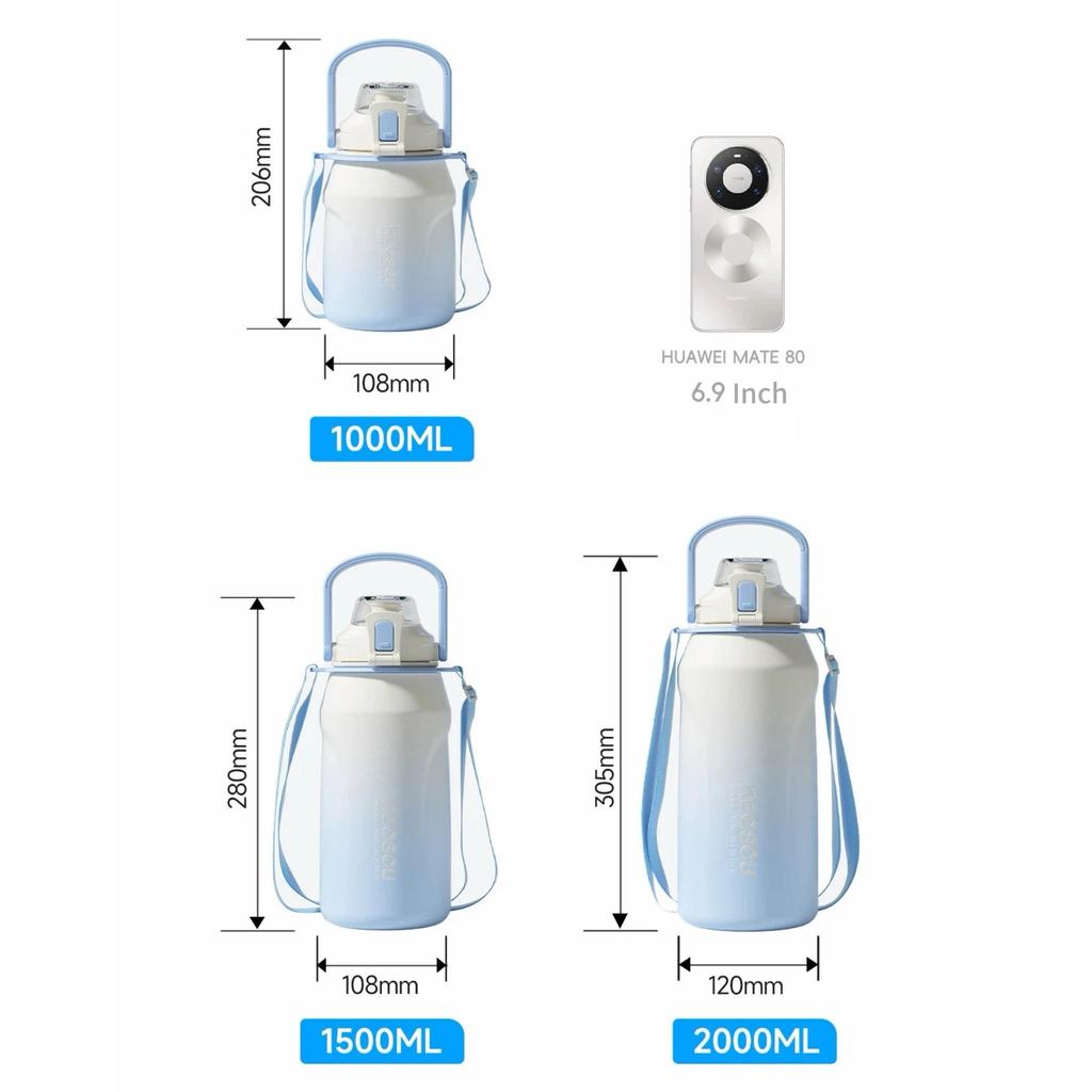 Large Tumbler Stainless Steel Thermal Water Bottle Vacuum Flasks Insulated Cold and heat Camping Sports Outdoor Activities 1