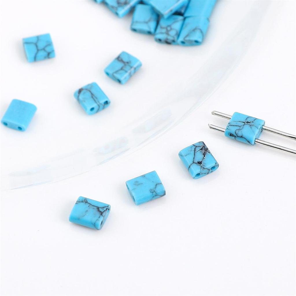 Black Hematite Emperor Stone Square Two-Hole Loose Beads for DIY Jewelry Making