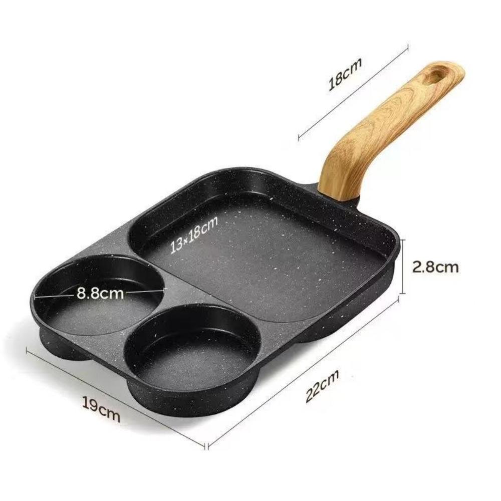 3-in-1 Breakfast Pan, Non-Stick Aluminum, Induction & Gas Range Compatible, Egg & Steak Skillet, Hand Wash Only, Kitchen Cookwar