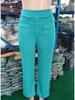 Women's High Waist Wide Leg Pants with Button Detail In Red Brown