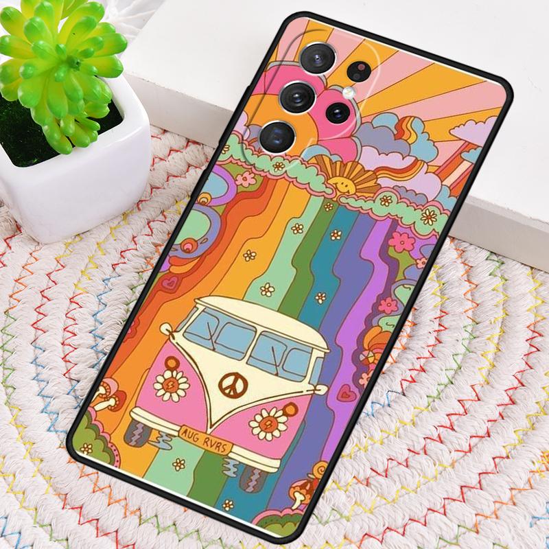 Hippy Peace Bus Cat Silicone Phone Case For Samsung Galaxy note 10 pro S26 S25 S24 S23 S22 S21 Plus S25Ultra Capa Cover