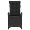2 Piece Garden Armchair with Cushions Adjustable Black Poly Rattan