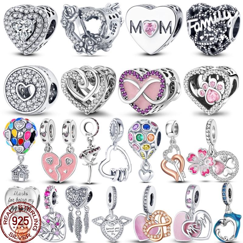 

Ювелирные изделия из бисера для женщин, стерлинговое серебро 925 пробы, подвеска в виде сердца, с надписью «Бесконечность», подходит для оригинального браслета из серебра 925 пробы