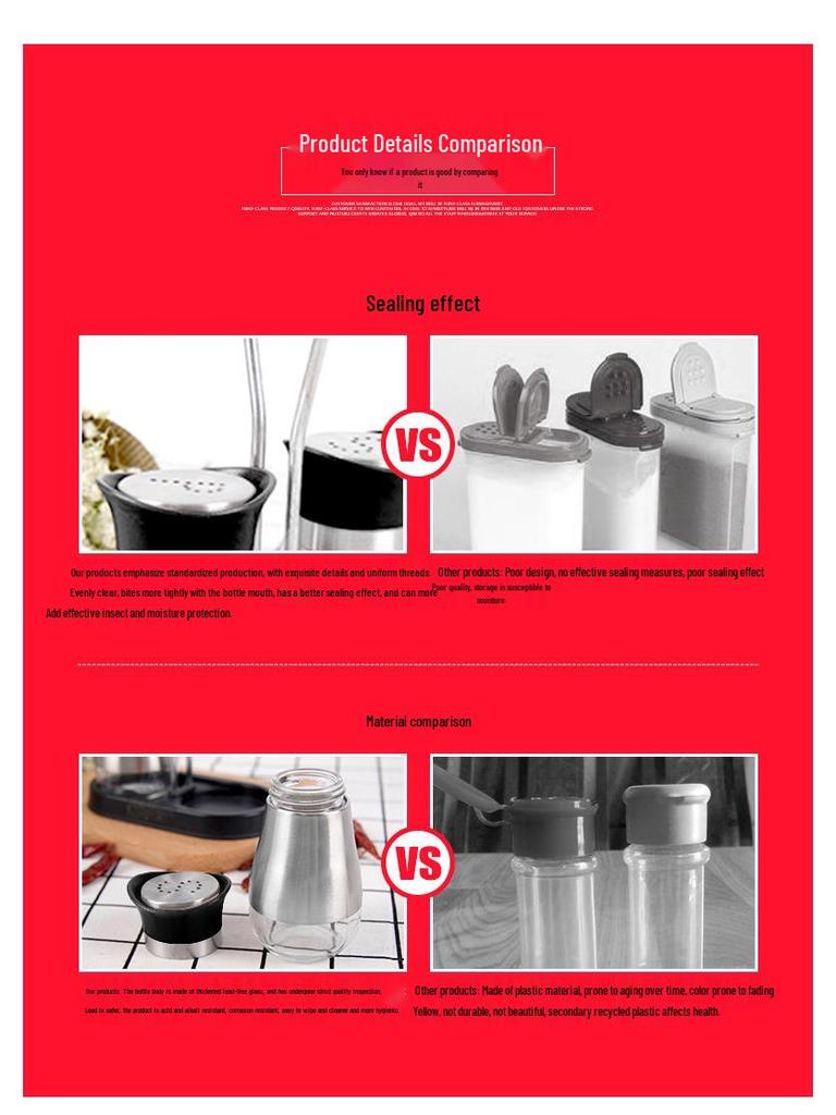 Stainless Steel & Glass Spice Jar Set - Modern Salt & Pepper Shakers