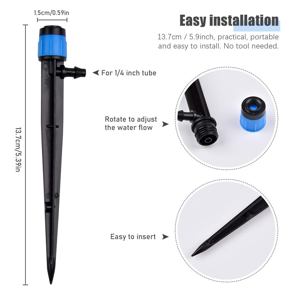 30PCS Irrigation Drippers Drip Emitters, Micro Spray Adjustable 360 Degree Full Circle Pattern Water Flow Bubbler Sprinkler