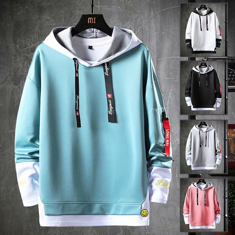 Spring Hoodie Men Hip Hop Sweatshirt Streetwear Casual Fashion Men's Clothing Korean Harajuku Loose Solid Pullover Hoodies
