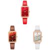 Fashion Ladies Square Quartz Watch With Leather Strap For Casual Wear And Gifts