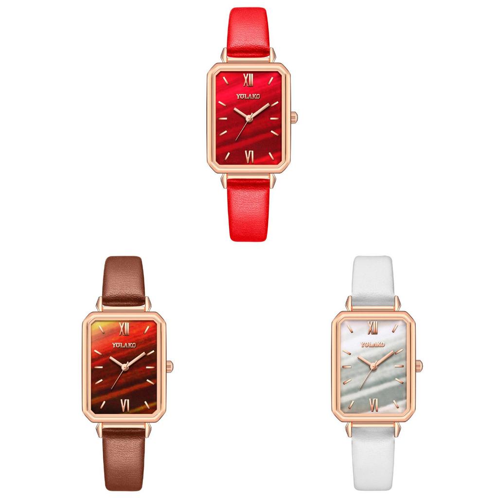 Fashion Ladies Square Quartz Watch With Leather Strap For Casual Wear And Gifts