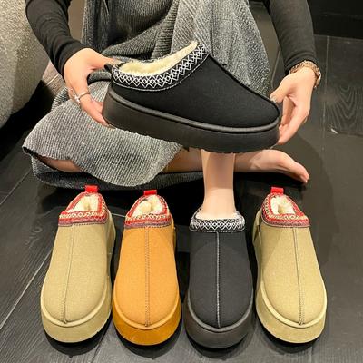 New Women's Ankle Snow Boots Women Winter Brand Fur Short Plush Warm Flats Slippers Platform Shoes Flip Flops Boots Cotton Shoes