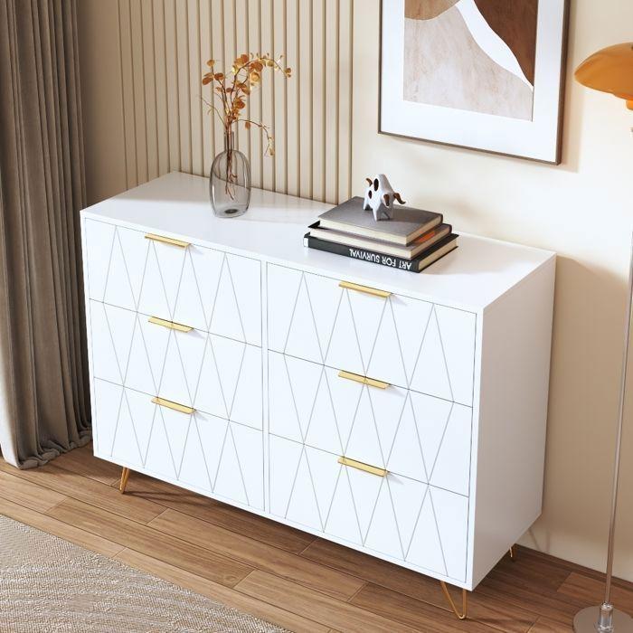 Commode - SOMUBI - Diamond Model - 6 Drawers - Elegant Design - White