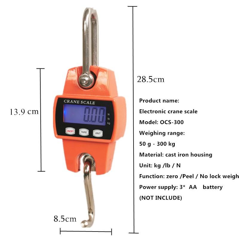 Digital Crane Scale 150kg 200g 300kg 500kg Heavy Duty Stainless Steel Hook Scale Hanging LCD Loop Electronic Weight Balance