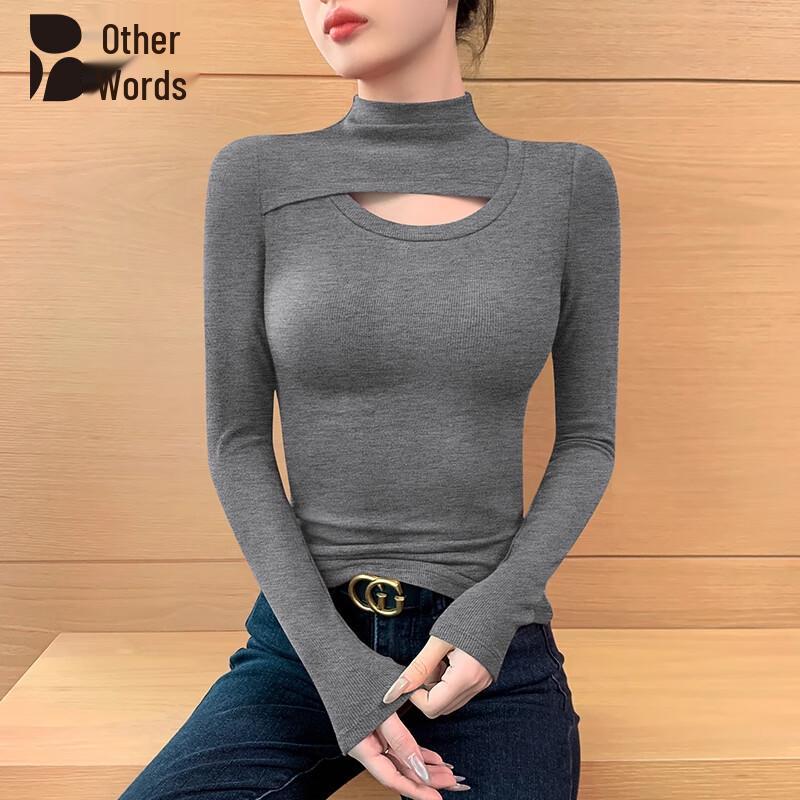 Women s Hollow Half-Turtleneck Knit Top S