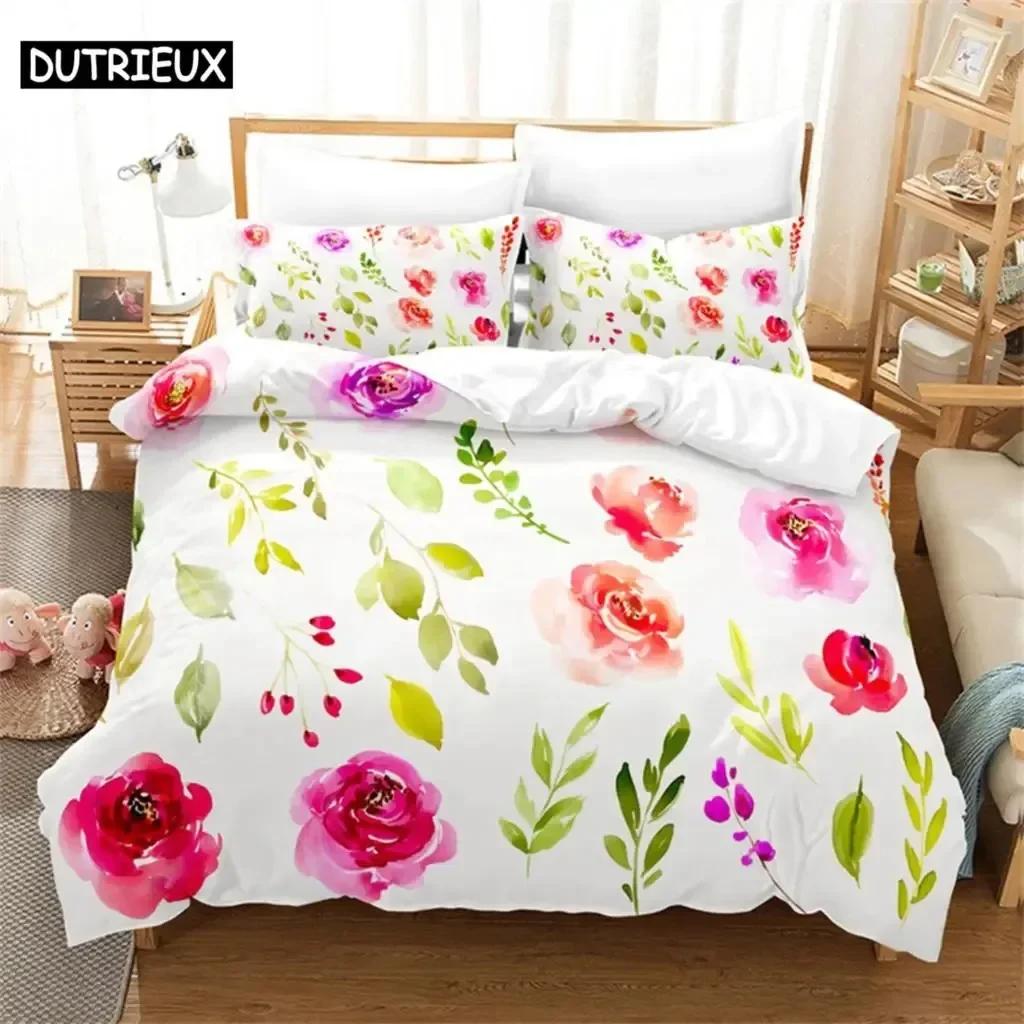 Pink Rose Couple Bedding Set For Bedroom Soft Modern Bedspreads Comefortable Kids Duvet Cover Quilt Cover And Pillowcase