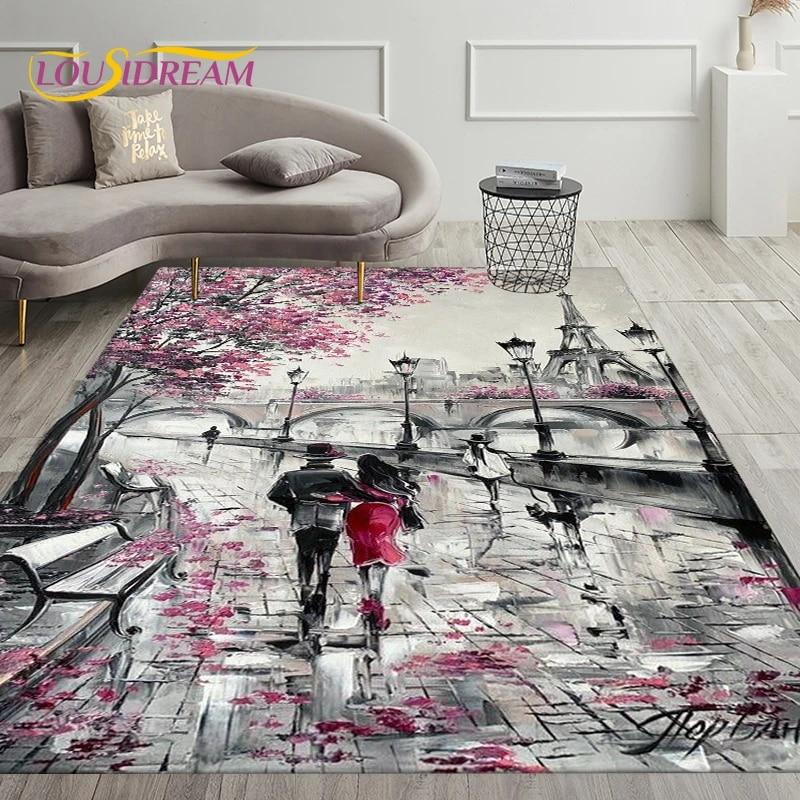 France Paris Eiffel Tower Art Area Rug,Carpet Rug for Living Room Bedroom Decoration,Kids Play Crawling Soft Non-slip Floor Mats