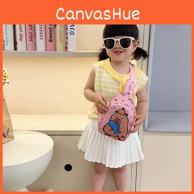 Cute Capybara Cartoon Children Shoulder Bag Durable Polyester Lining Activities