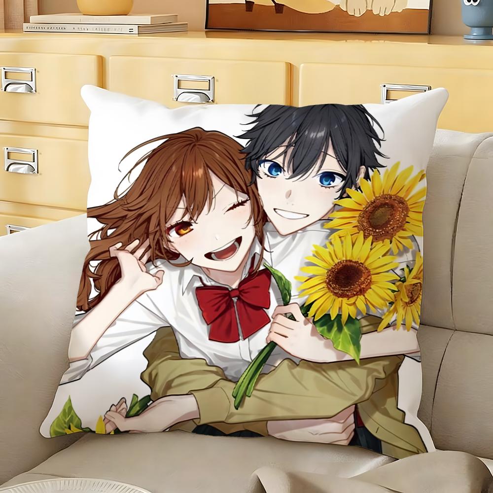 Anime cartoon Horimiya Cushion Cover Soft Durable Reversible Pillow Cover Home Car MultiScene Daily Comfort Pillowcase