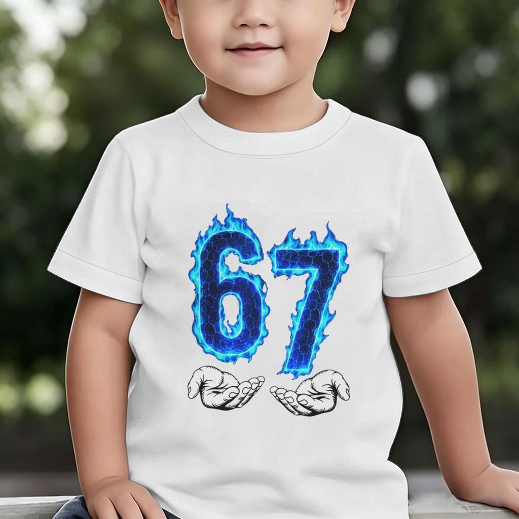 Boys Girls Number 67 Tshirt Cool Blue 6 7 Print Casual Daily Wear Tee Toddler Soft Cotton Tee 7th Birthday Boys Clothes