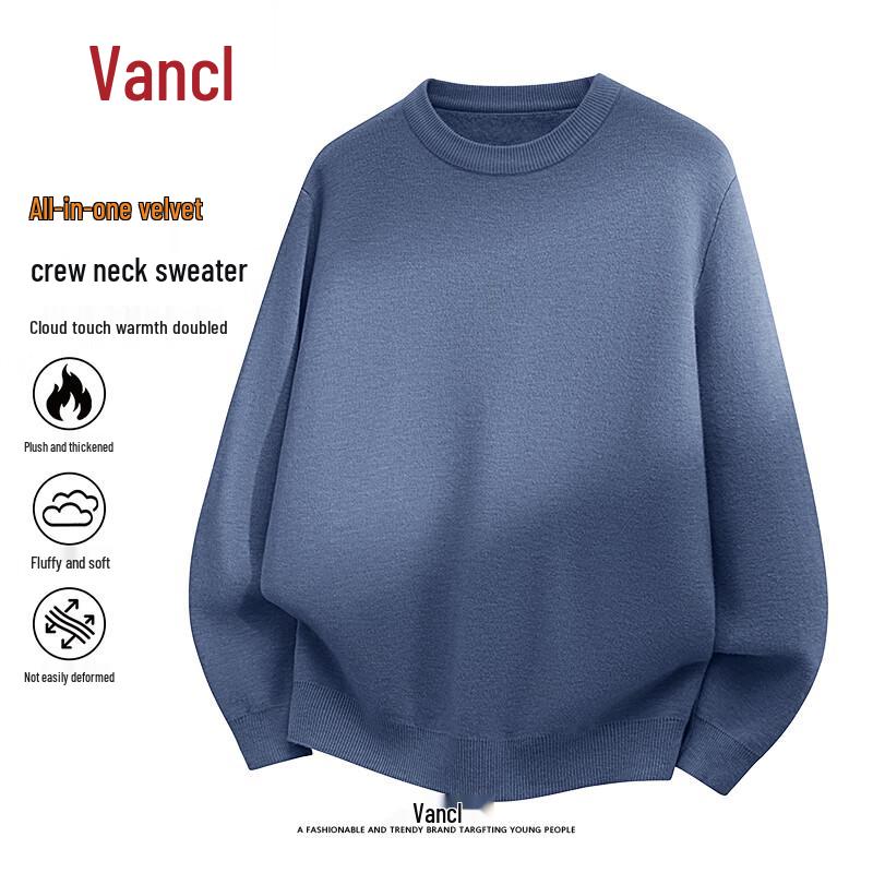 

VANCL Men s Fleece-Lined Crew Neck Sweater L
