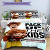 Pack Up The Kids Print 3Pcs Bedding Set,Duvet Cover with 2 Pillowcases Soft Microfiber Bedroom Decor