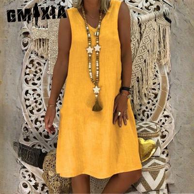 GMXIA Summer Women's V-Neck Sleeveless Vest Dresses