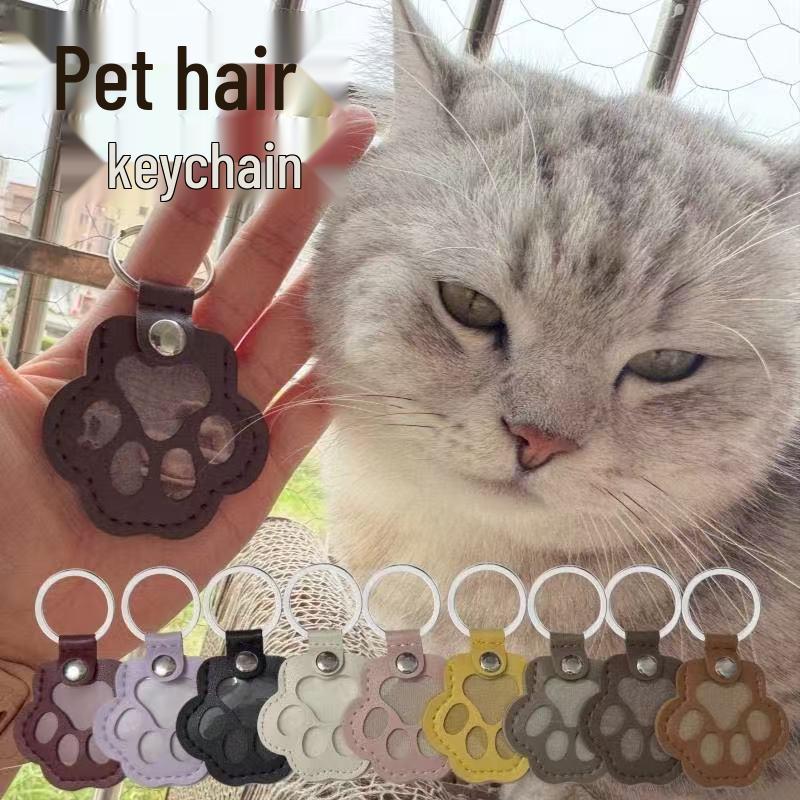 Pet Shedding Hair Storage Keychain: Creative Dog Paw Photo & Commemorative Cat/Dog Hair Keepsake Bag