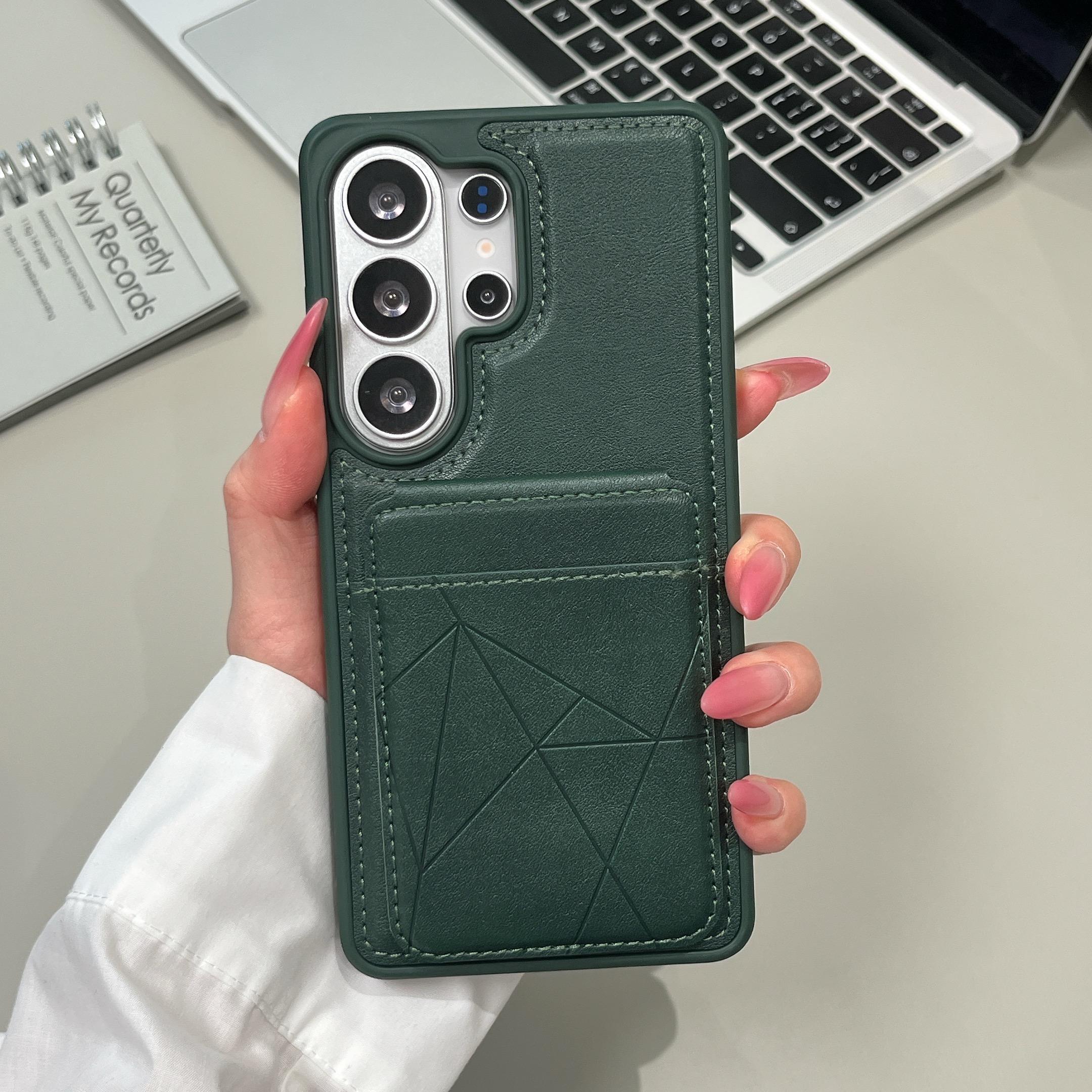 

Business Fold Card Slot Bag Holder Leather Textured Case For Samsung Galaxy S26 S25 Edge S24 S23 S22 Ultra Plus FE Matte Cover Galaxy S25 FE