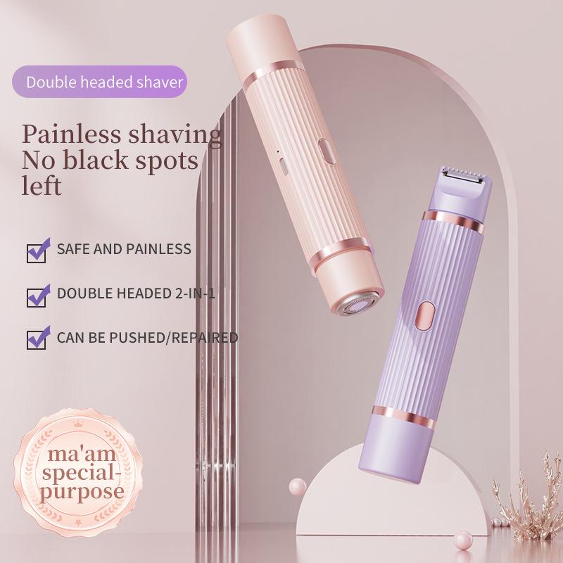 Dual-Head Women's Electric Epilator and Pubic Hair Trimmer