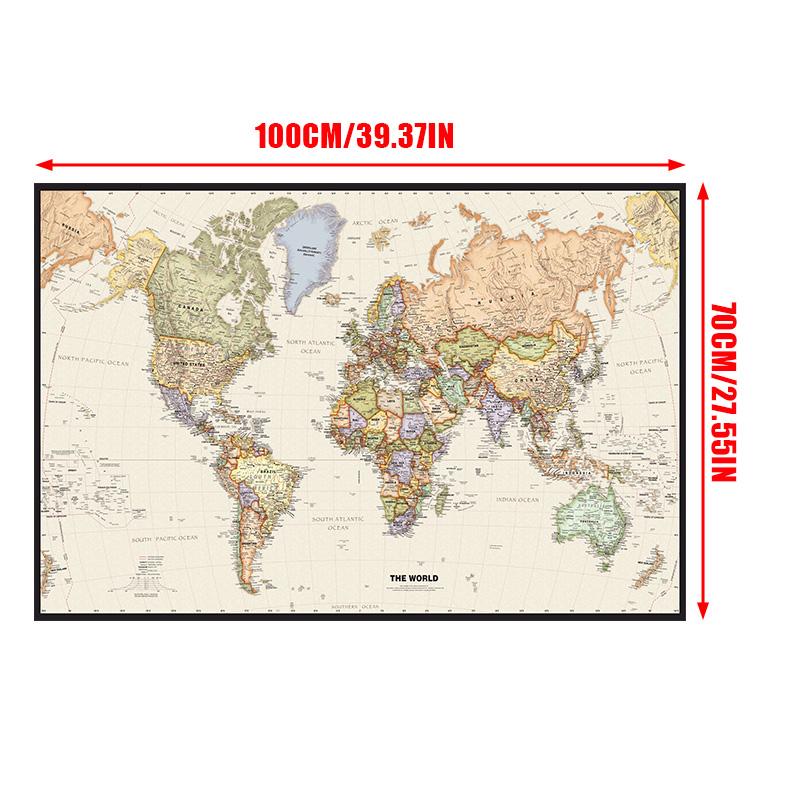 1 stücke Weltkarte Wand Poster Klar Gedruckt Leinwand Malerei Dekorative Hängen Bild Büro Hause Schulbedarf Ohne Rahmen