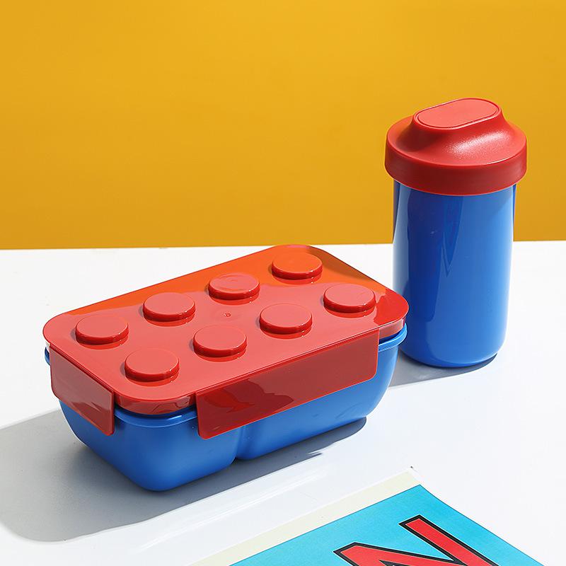 Creative Sealed Lunch Box Color Building Blocks Bento Box For Children's Student Portable Outdoor Picnic Fruit Salad Box