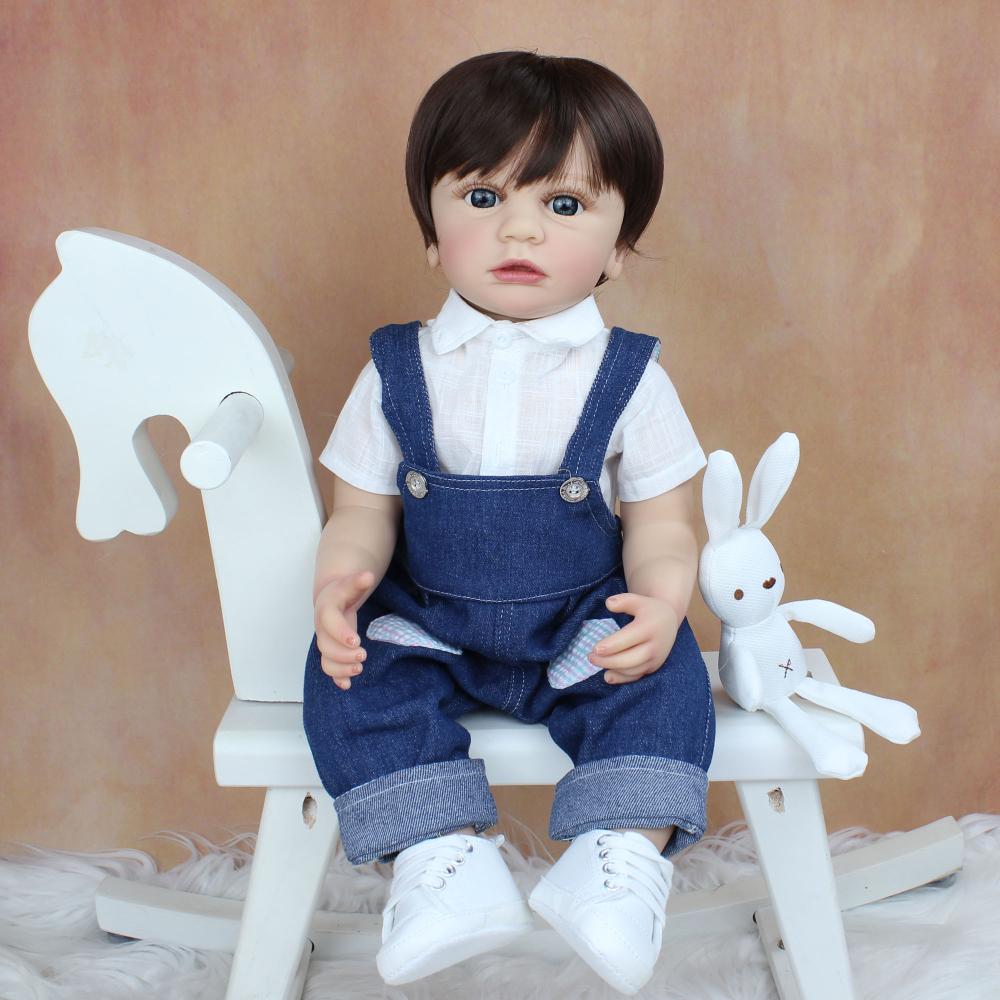 

BZDOLL 55 CM Full Body Soft Vinyl Reborn Baby Boy Doll Toy for Girl 22 Inch Soft Vinyl Classic Dress Up Birthday Gift Bathe Toy vinyl body doll
