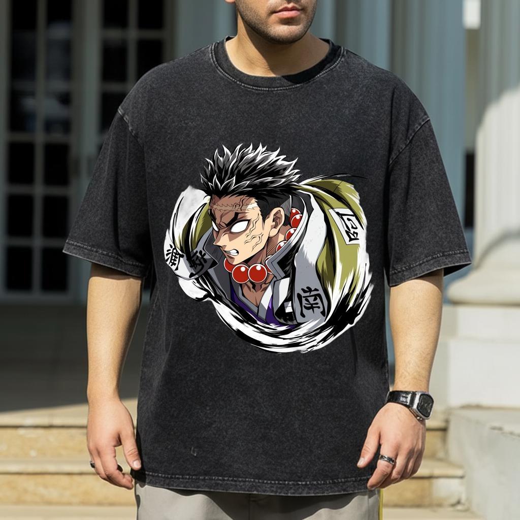 Vintage Demon Slayer Tee Gyomei Himejima Apparel  Anime Shirt Manga Clothing Japanese Streetwear Stone  Slayer Graphic Anime Tee XL
