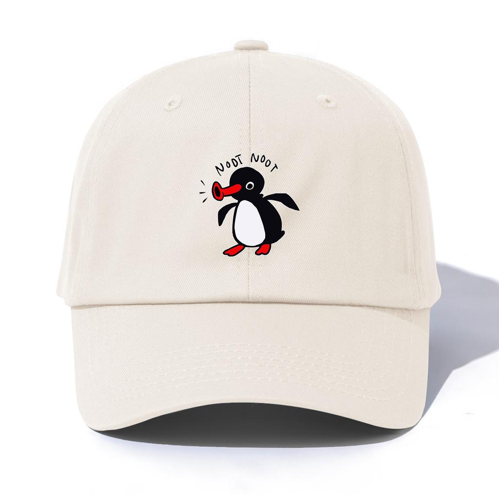 1pc NOOT NOOT Print Baseball Cap for Adults,Minimalist Retro Style Casual Soft Adjustable Dad Hat,Perfect As Gift