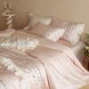 French Countryside Floral 100% Cotton Embroidered Lace Duvet Cover Set, includes Long-Staple Cotton Bed Sheet and Pillowcases.