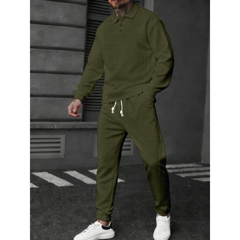 Neues Frühlings- und Herbst-POLO-Shirt-Textur Herren-Freizeit-Langarmhose Sportanzug